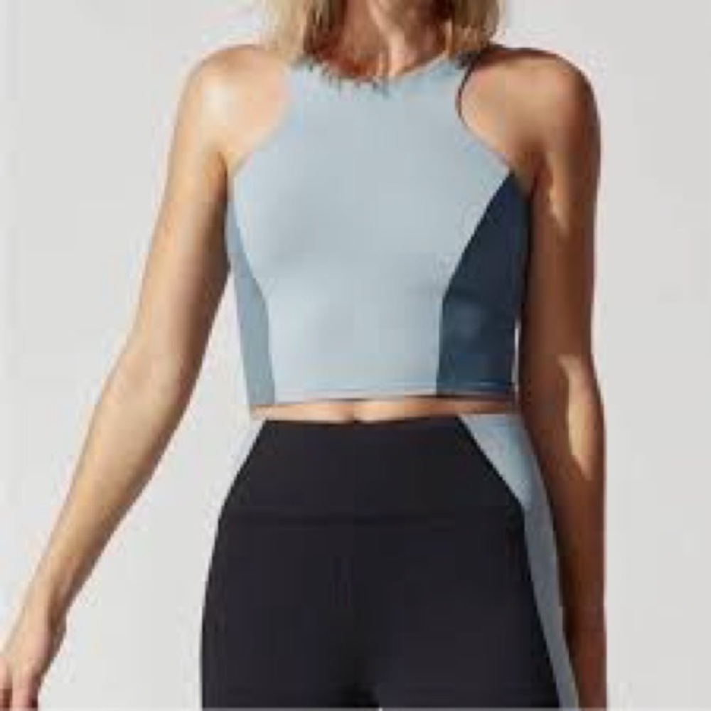 MICHI Vibe Crop Athletic Tank Blue Small